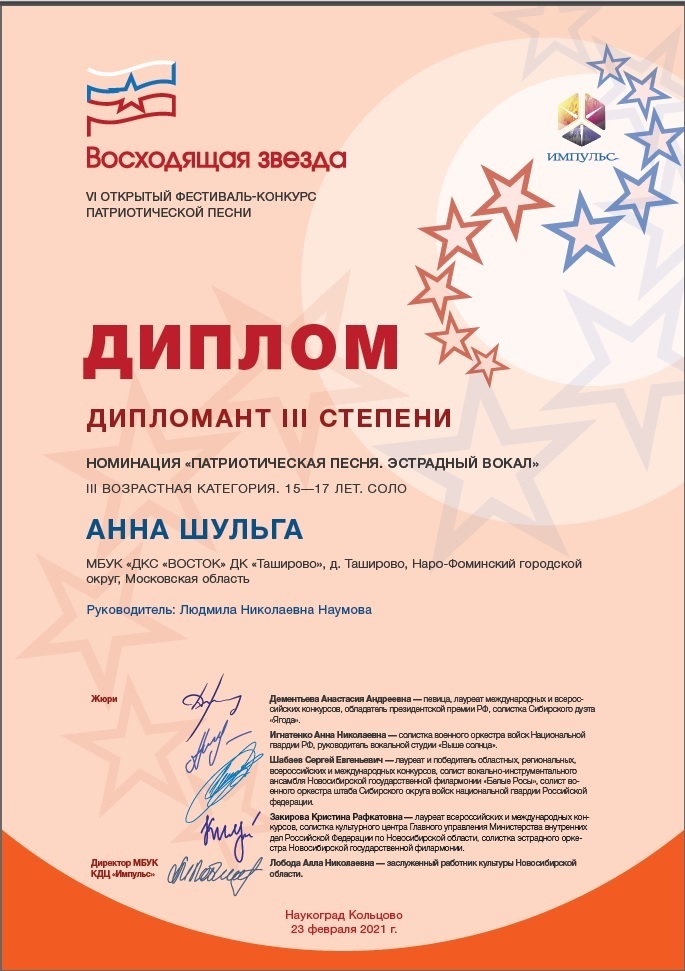 Шульга Анна диплом